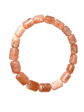 Sunstone Barrel Bead Bracelet Natural Sparkle Stretch